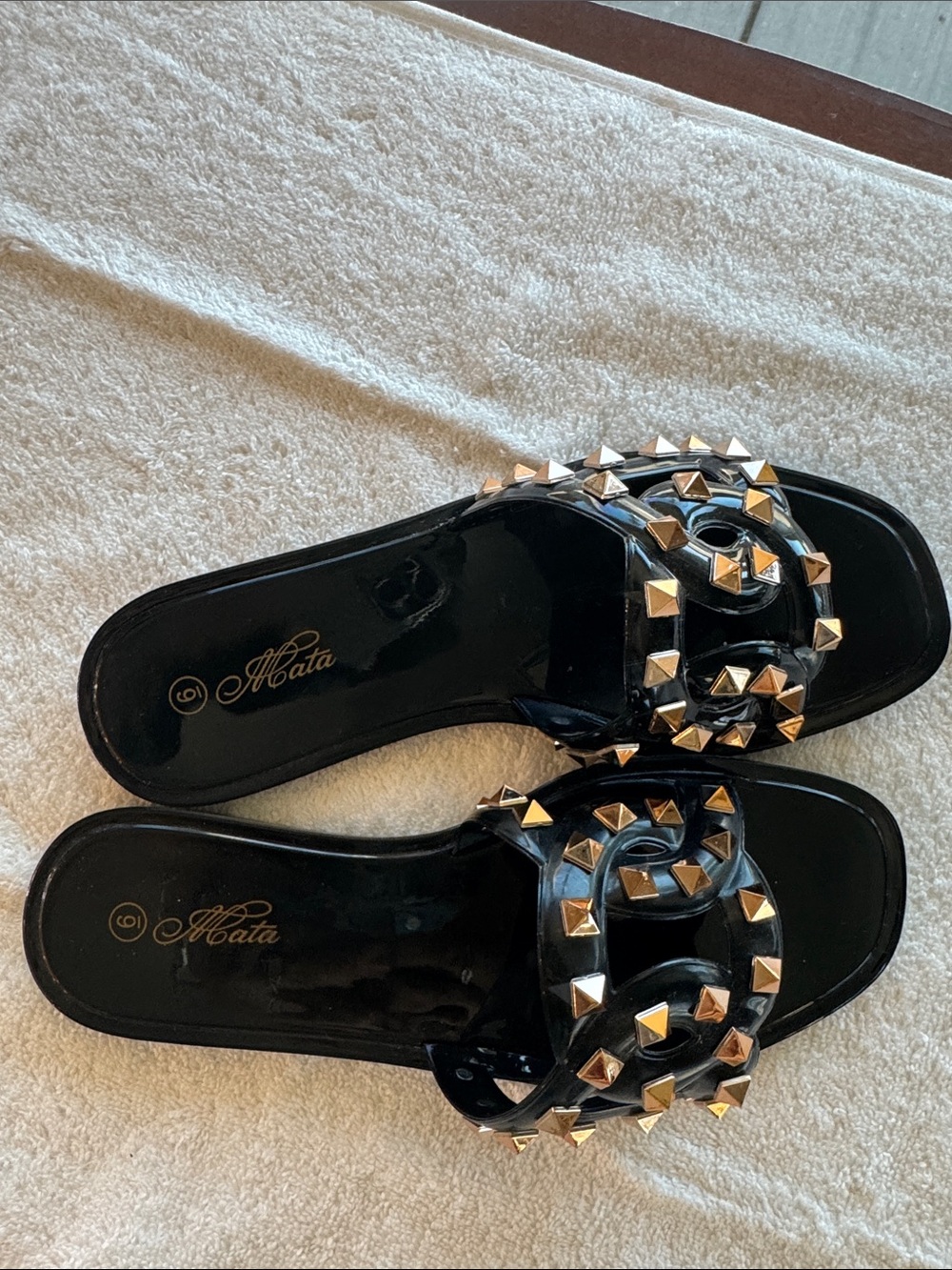 Black Studded Slide Mules - Picture 1 of 3